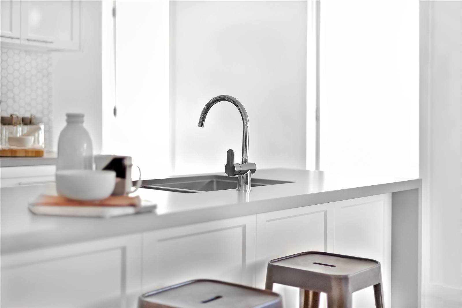 Sparkling clean white kitchen